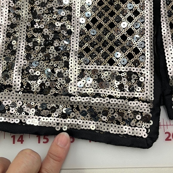 WORTH Art Deco Gold/Silver/Black Sequin Artsy Evening Crop Cocktail Jacket SZ 2 - Picture 16 of 16
